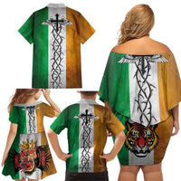 The Ireland - Notorious Family Matching Off Shoulder Short Dress and Hawaiian Shirt Old School Tattoos Grunge Style