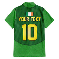 Custom Irish Rugby Family Matching Off The Shoulder Long Sleeve Dress and Hawaiian Shirt St Patrick's Day Style - Gilet Costume