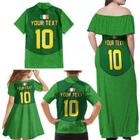 Custom Irish Rugby Family Matching Off Shoulder Maxi Dress and Hawaiian Shirt St Patrick's Day Style - Gilet Costume
