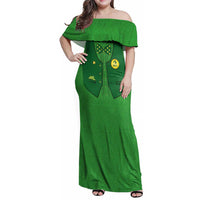 Custom Irish Rugby Family Matching Off Shoulder Maxi Dress and Hawaiian Shirt St Patrick's Day Style - Gilet Costume