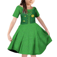 Custom Irish Rugby Family Matching Off Shoulder Short Dress and Hawaiian Shirt St Patrick's Day Style - Gilet Costume