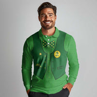 Custom Irish Rugby Long Sleeve Polo Shirt St Patrick's Day Style - Gilet Costume