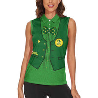 Custom Irish Rugby Women Sleeveless Polo Shirt St Patrick's Day Style - Gilet Costume - Wonder Print Shop