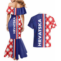 Croatia Hrvatska Checkerboard Half Style Couples Matching Mermaid Dress and Hawaiian Shirt