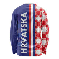 Croatia Hrvatska Checkerboard Half Style Long Sleeve Shirt