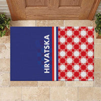 Croatia Hrvatska Checkerboard Half Style Rubber Doormat - Wonder Print Shop