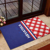 Croatia Hrvatska Checkerboard Half Style Rubber Doormat - Wonder Print Shop