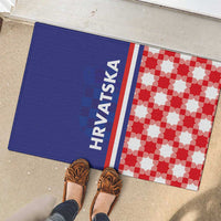 Croatia Hrvatska Checkerboard Half Style Rubber Doormat - Wonder Print Shop