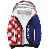 Croatia Hrvatska Checkerboard Half Style Sherpa Hoodie - Wonder Print Shop