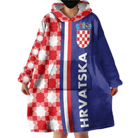 Croatia Hrvatska Checkerboard Half Style Wearable Blanket Hoodie - Wonder Print Shop