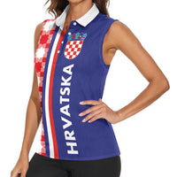 Croatia Hrvatska Checkerboard Half Style Women Sleeveless Polo Shirt - Wonder Print Shop