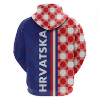Croatia Hrvatska Checkerboard Half Style Zip Hoodie - Wonder Print Shop