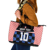 Custom Croatia Kockasti Football Jersey Leather Tote Bag