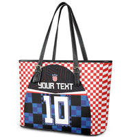Custom Croatia Kockasti Football Jersey Leather Tote Bag