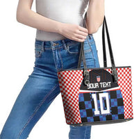 Custom Croatia Kockasti Football Jersey Leather Tote Bag