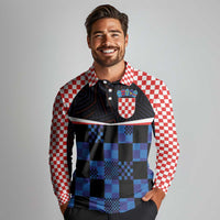 Custom Croatia Kockasti Football Jersey Long Sleeve Polo Shirt