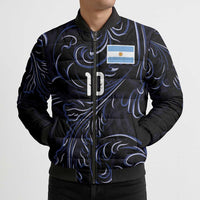 Custom Argentina Football Bomber Puffer Jacket Artistic Pattern-Paintings Inspired Black Color - Wonder Print Shop