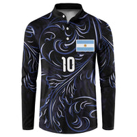 Custom Argentina Football Button Sweatshirt Artistic Pattern-Paintings Inspired Black Color - Wonder Print Shop