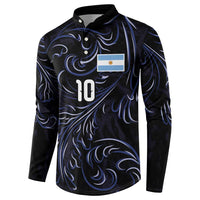 Custom Argentina Football Button Sweatshirt Artistic Pattern-Paintings Inspired Black Color - Wonder Print Shop