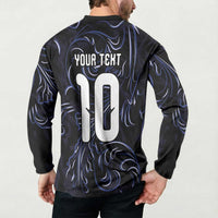 Custom Argentina Football Button Sweatshirt Artistic Pattern-Paintings Inspired Black Color - Wonder Print Shop