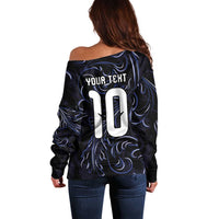 Custom Argentina Football Off Shoulder Sweater Artistic Pattern-Paintings Inspired Black Color - Wonder Print Shop