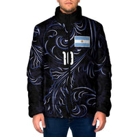 Custom Argentina Football Padded Jacket Artistic Pattern-Paintings Inspired Black Color - Wonder Print Shop