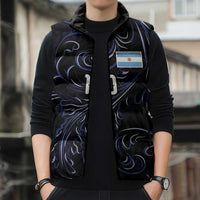 Custom Argentina Football Sleeveless Puffer Jacket Artistic Pattern-Paintings Inspired Black Color - Wonder Print Shop