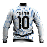 Custom Argentina Football Baseball Jacket Artistic Pattern-Paintings Inspired White Color - Wonder Print Shop
