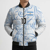 Custom Argentina Football Bomber Puffer Jacket Artistic Pattern-Paintings Inspired White Color - Wonder Print Shop
