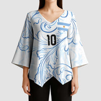 Custom Argentina Football Kimono Sleeve Blouse Artistic Pattern-Paintings Inspired White Color - Wonder Print Shop