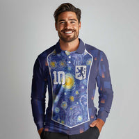 Custom Netherlands Football Long Sleeve Polo Shirt Starry Night Inspired-Sporty Style - Wonder Print Shop