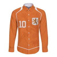 Custom Netherlands Football Long Sleeve Button Shirt Lion King-Inspired T90 Sporty Style - Wonder Print Shop