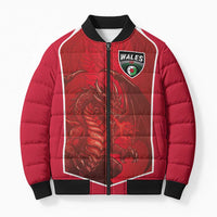 Custom Wales Football Bomber Puffer Jacket The Dragons Sporty Style - Wonder Print Shop