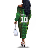 Custom Nigeria Football Off The Shoulder Long Sleeve Dress The Naija-Tribal Sporty Style - Wonder Print Shop