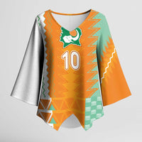 Custom Ivory Coast Football Kimono Sleeve Blouse Côte d'Ivoire-Tribal Sporty Style - Wonder Print Shop