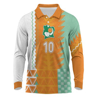 Custom Ivory Coast Football Long Sleeve Polo Shirt Côte d'Ivoire-Tribal Sporty Style - Wonder Print Shop