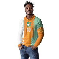 Custom Ivory Coast Football Long Sleeve Polo Shirt Côte d'Ivoire-Tribal Sporty Style - Wonder Print Shop