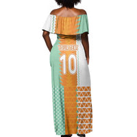 Custom Ivory Coast Football Off Shoulder Maxi Dress Côte d'Ivoire-Tribal Sporty Style - Wonder Print Shop
