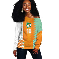 Custom Ivory Coast Football Off Shoulder Sweater Côte d'Ivoire-Tribal Sporty Style - Wonder Print Shop