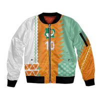 Custom Ivory Coast Football Sleeve Zip Bomber Jacket Côte d'Ivoire-Tribal Sporty Style - Wonder Print Shop