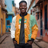 Custom Ivory Coast Football Sleeve Zip Bomber Jacket Côte d'Ivoire-Tribal Sporty Style - Wonder Print Shop