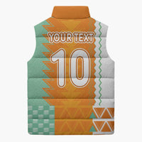 Custom Ivory Coast Football Sleeveless Puffer Jacket Côte d'Ivoire-Tribal Sporty Style - Wonder Print Shop