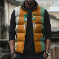 Custom Ivory Coast Football Sleeveless Puffer Jacket Côte d'Ivoire-Tribal Sporty Style - Wonder Print Shop