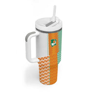 Custom Ivory Coast Football Tumbler With Handle Côte d'Ivoire-Tribal Sporty Style - Wonder Print Shop