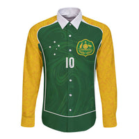 Custom Australia Football Long Sleeve Button Shirt Aboriginal Pattern Sporty Style-Green Color - Wonder Print Shop