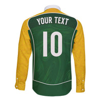 Custom Australia Football Long Sleeve Button Shirt Aboriginal Pattern Sporty Style-Green Color - Wonder Print Shop