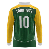 Custom Australia Football Long Sleeve Polo Shirt Aboriginal Pattern Sporty Style-Green Color - Wonder Print Shop