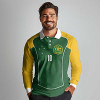 Custom Australia Football Long Sleeve Polo Shirt Aboriginal Pattern Sporty Style-Green Color - Wonder Print Shop