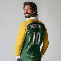 Custom Australia Football Long Sleeve Polo Shirt Aboriginal Pattern Sporty Style-Green Color - Wonder Print Shop