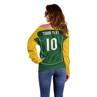 Custom Australia Football Off Shoulder Sweater Aboriginal Pattern Sporty Style-Green Color - Wonder Print Shop